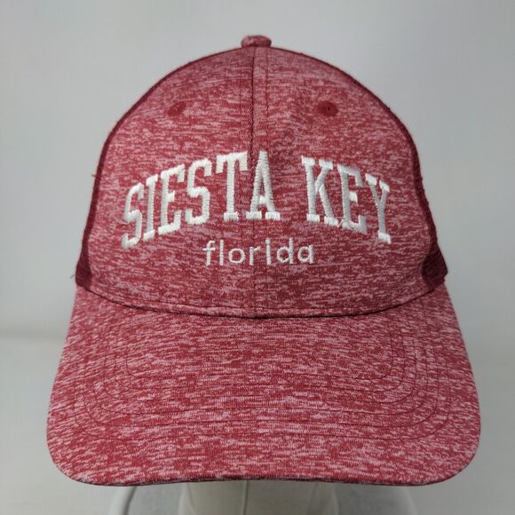 Siesta Key Florida Snapback Mesh Back Trucker Hat Red One Size 6 Panel - Picture 2 of 8